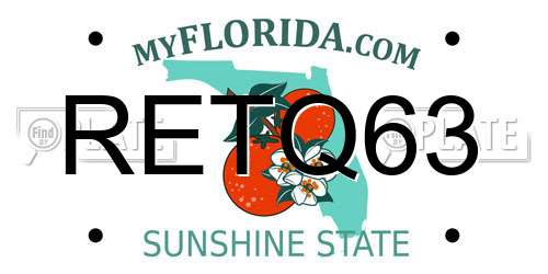 RETQ63 Florida License Plate