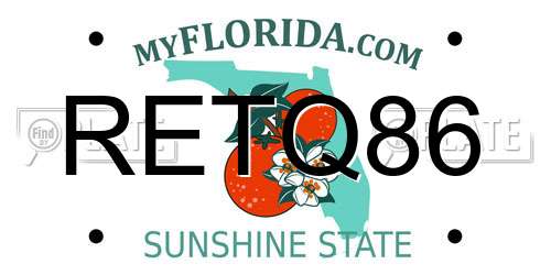 RETQ86 Florida License Plate