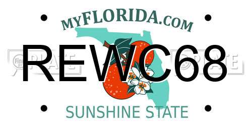 REWC68 Florida License Plate