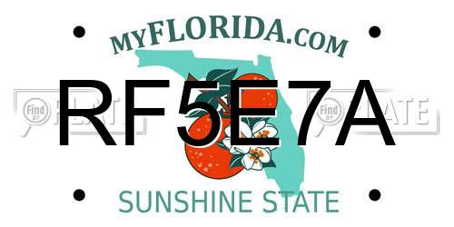 RF5E7A Florida License Plate