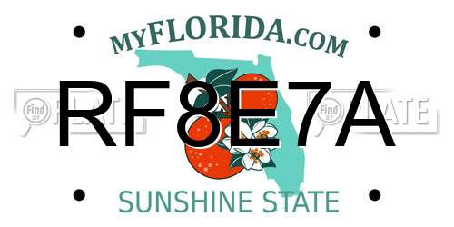 RF8E7A Florida License Plate