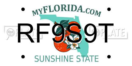 RF9S9T Florida License Plate