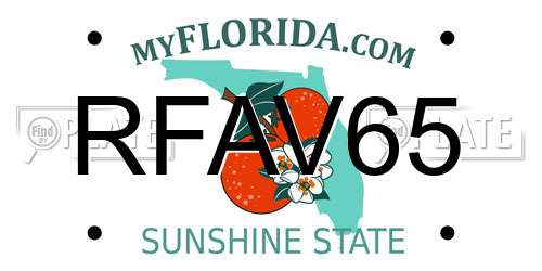 RFAV65 Florida License Plate