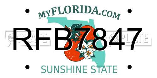 RFB7847 Florida License Plate