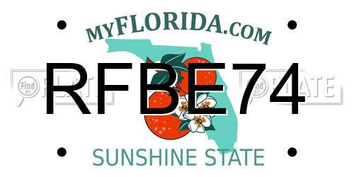 RFBE74 Florida License Plate