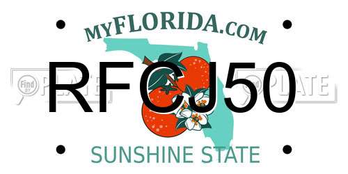 RFCJ50 Florida License Plate