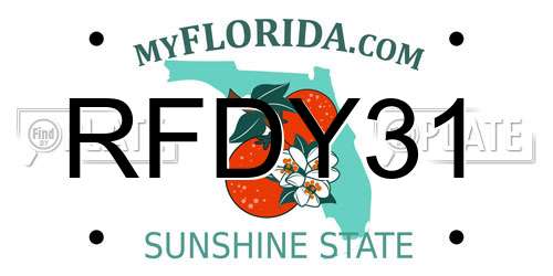 RFDY31 Florida License Plate
