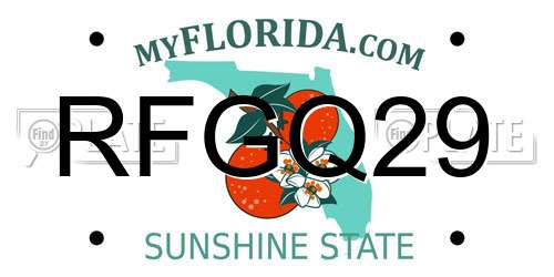 RFGQ29 Florida License Plate