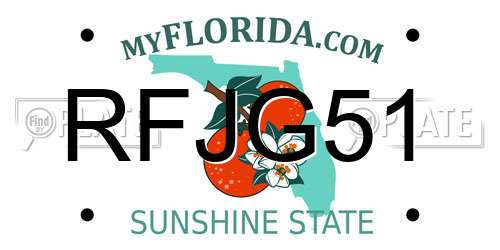 RFJG51 Florida License Plate