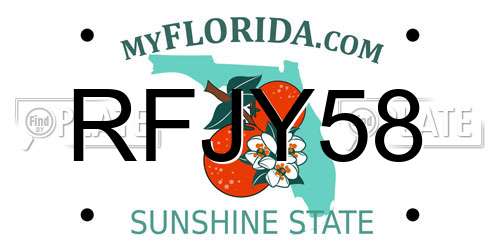RFJY58 Florida License Plate