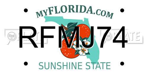 RFMJ74 Florida License Plate