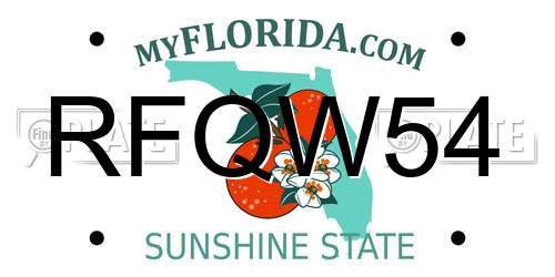 RFQW54 Florida License Plate
