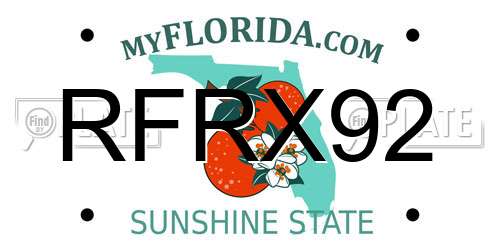 RFRX92 Florida License Plate