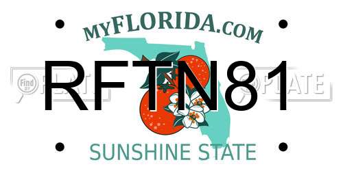 RFTN81 Florida License Plate