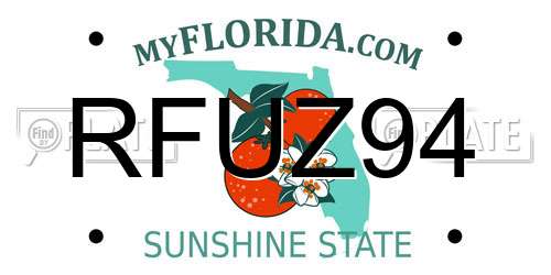 RFUZ94 Florida License Plate