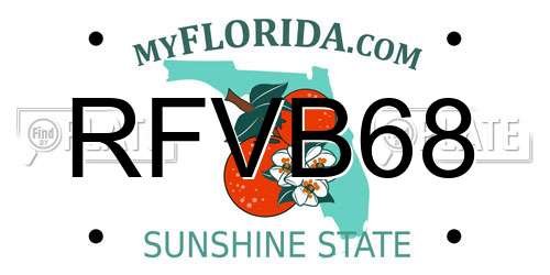 RFVB68 Florida License Plate