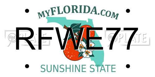 RFWE77 Florida License Plate