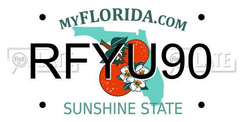 RFYU90 Florida License Plate