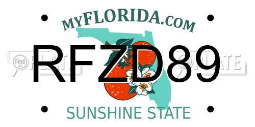 RFZD89 Florida License Plate