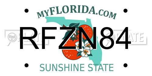 RFZN84 Florida License Plate