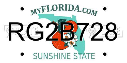 RG2B728 Florida License Plate