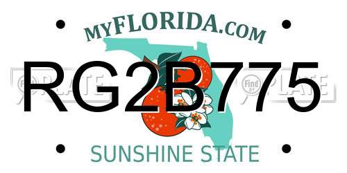 RG2B775 Florida License Plate