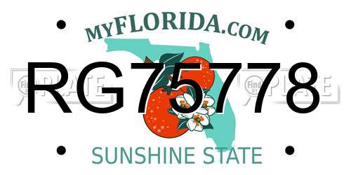 RG75778 Florida License Plate