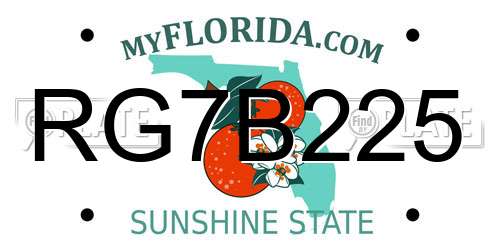 RG7B225 Florida License Plate