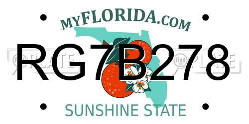 RG7B278 Florida License Plate