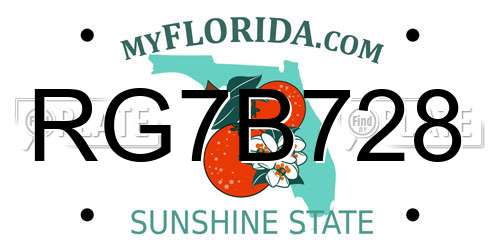 RG7B728 Florida License Plate