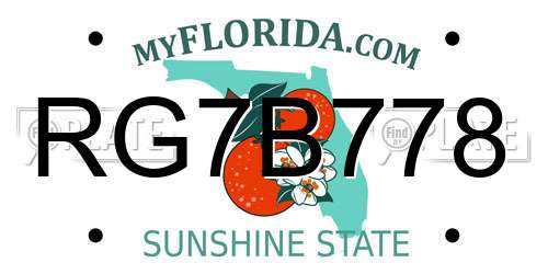 RG7B778 Florida License Plate