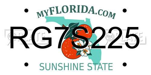 RG7S225 Florida License Plate