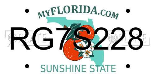 RG7S228 Florida License Plate