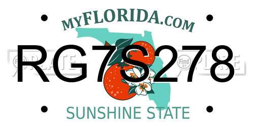 RG7S278 Florida License Plate
