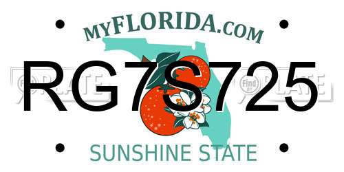 RG7S725 Florida License Plate