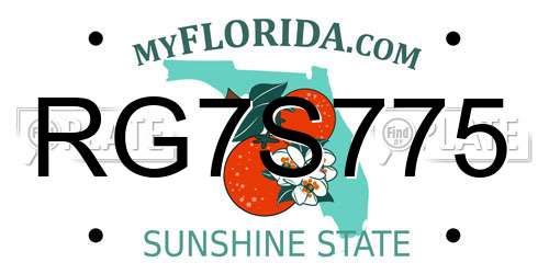 RG7S775 Florida License Plate