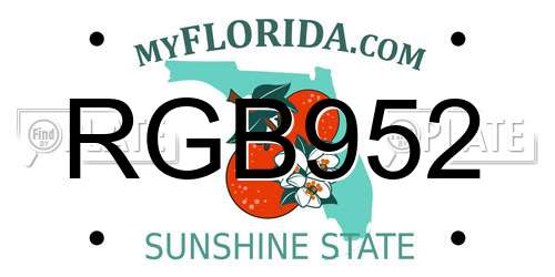RGB952 Florida License Plate