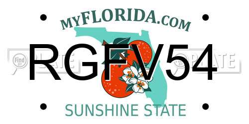 RGFV54 Florida License Plate