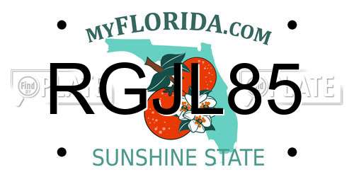 RGJL85 Florida License Plate