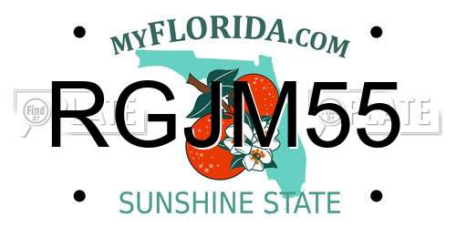 RGJM55 Florida License Plate