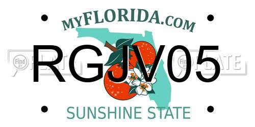 RGJV05 Florida License Plate
