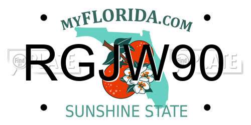 RGJW90 Florida License Plate