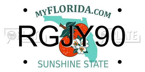 RGJY90 Florida License Plate