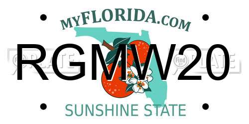 RGMW20 Florida License Plate