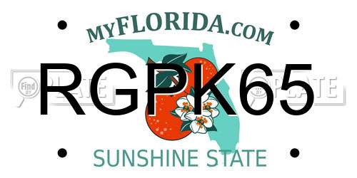 RGPK65 Florida License Plate