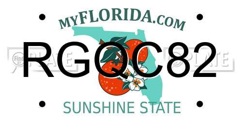 RGQC82 Florida License Plate