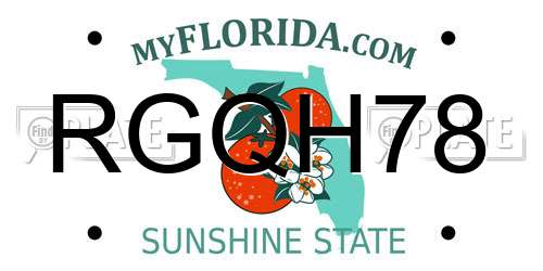 RGQH78 Florida License Plate