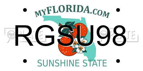 RGSU98 Florida License Plate