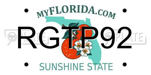 RGTP92 Florida License Plate