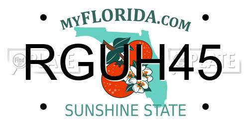 RGUH45 Florida License Plate